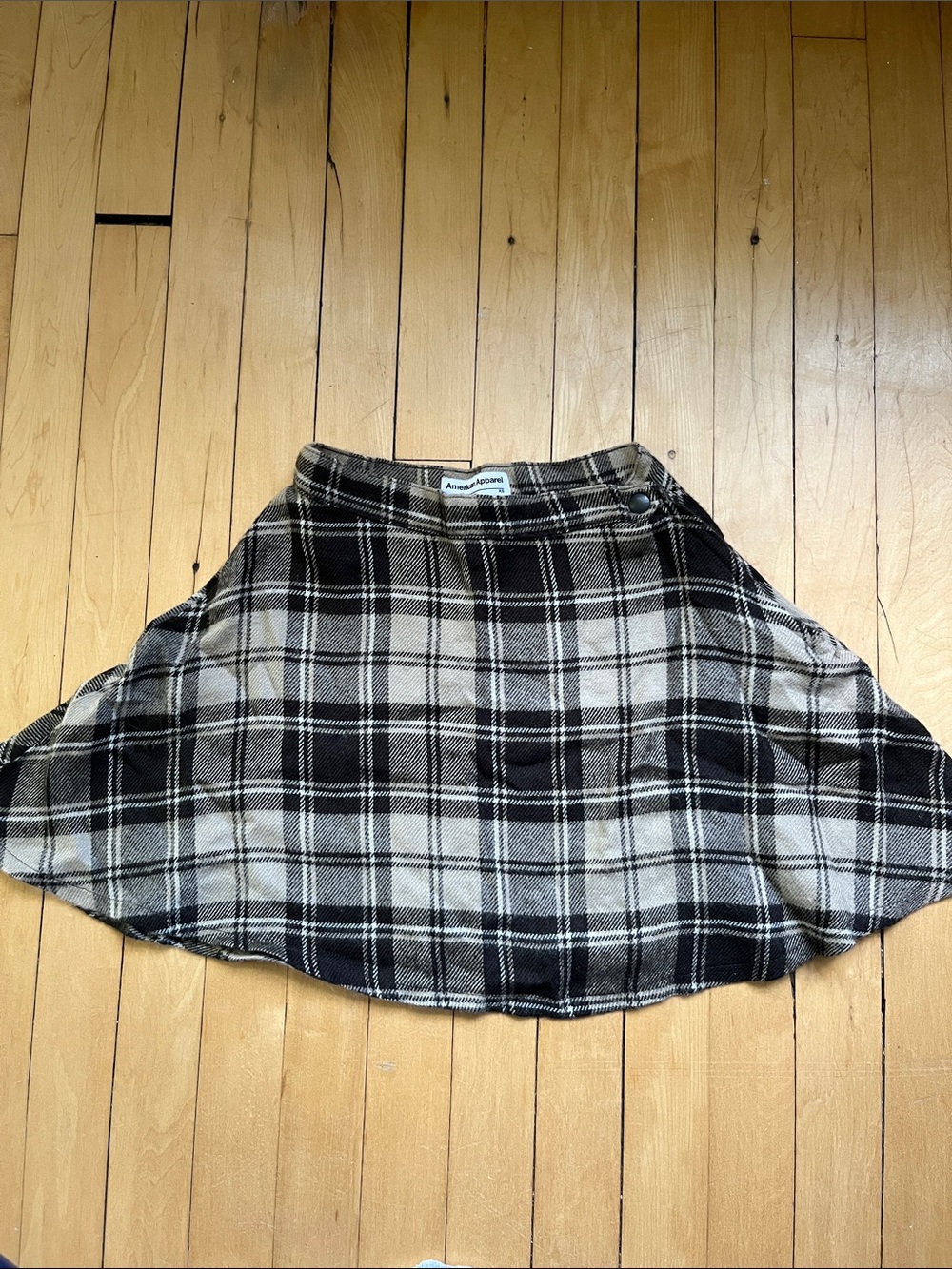 American Apparel Brown & Tan Plaid Skater Skirt